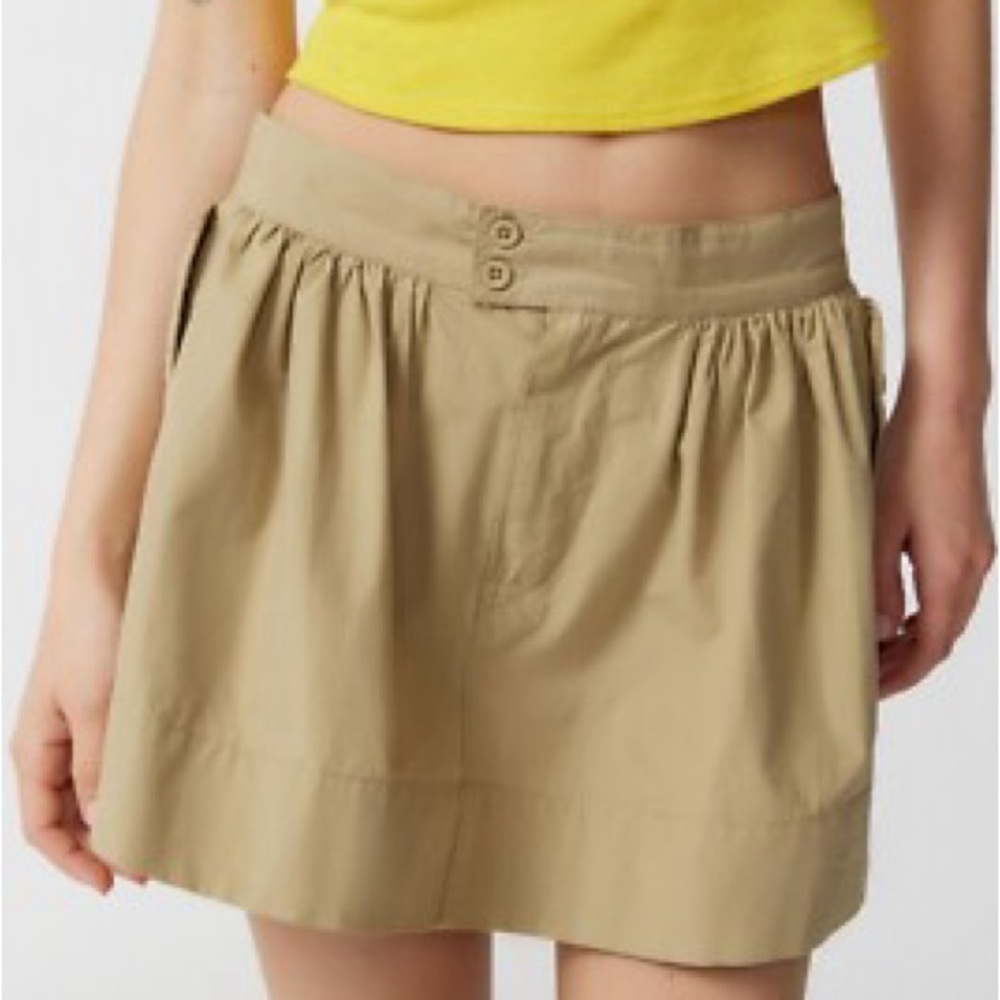 BDG UO Khaki Pleated Skater Mini Skirt Size Medium Y2K Vibes Festival Academia